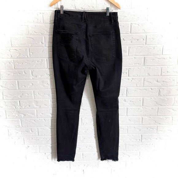 Good American Good Waist Black Ripped Jeans Size 10/30 - Picture 3 of 5